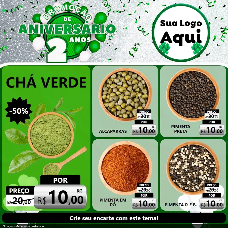Modelo de Rede Social para Feed Facebook com o tema Promoção de Aniversário - 2 Anos para Produtos Naturais