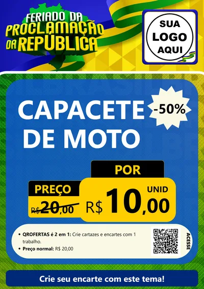 Modelo de Cartaz para Cartaz A4 Vertical com o tema Feriado da Proclamação da República para Moto peças