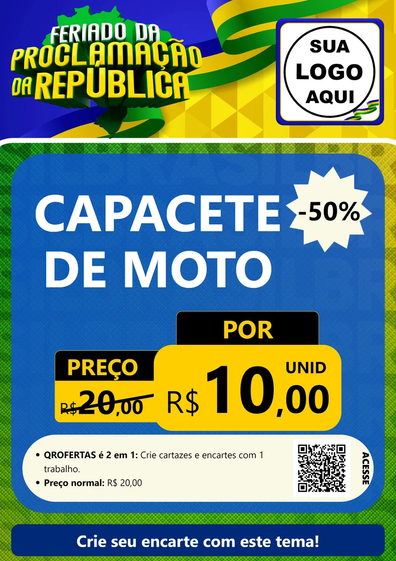 Modelo de Cartaz para Cartaz A4 Vertical com o tema Feriado da Proclamação da República para Moto peças