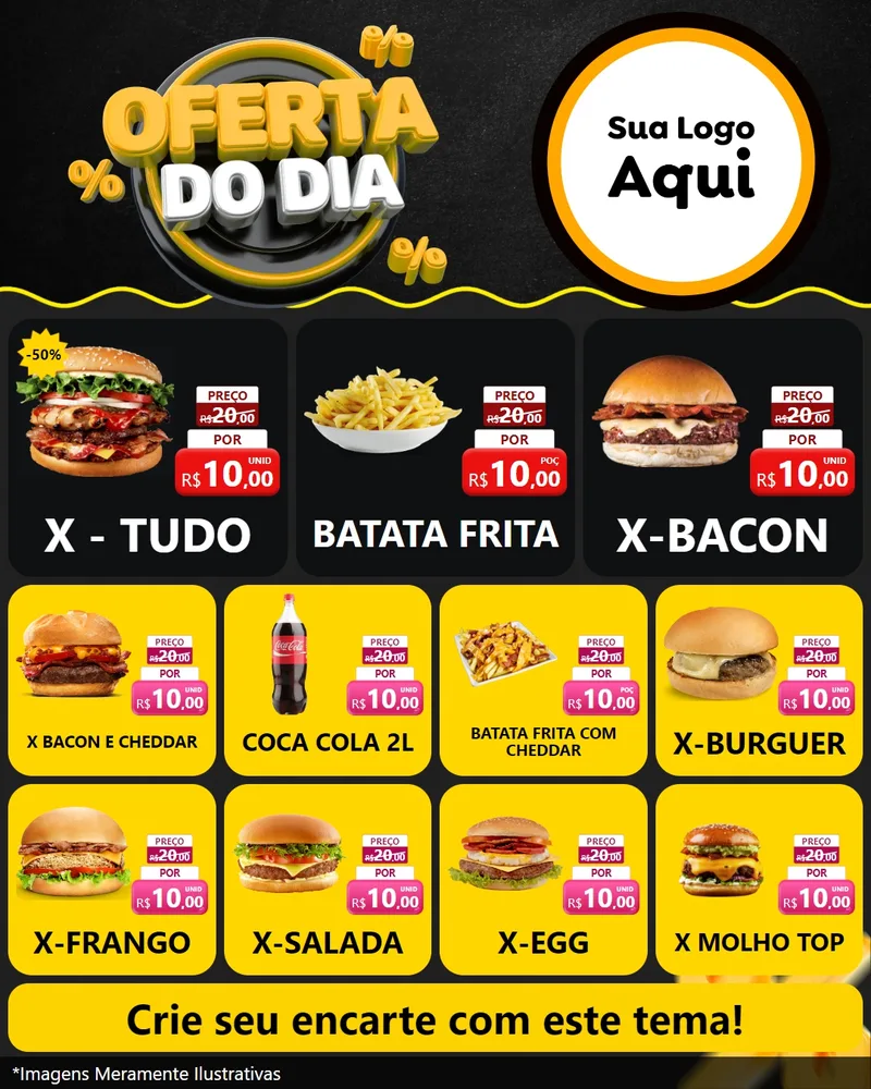 Modelo de Rede Social para Feed Instagram com o tema Oferta Do Dia para Hamburgueria