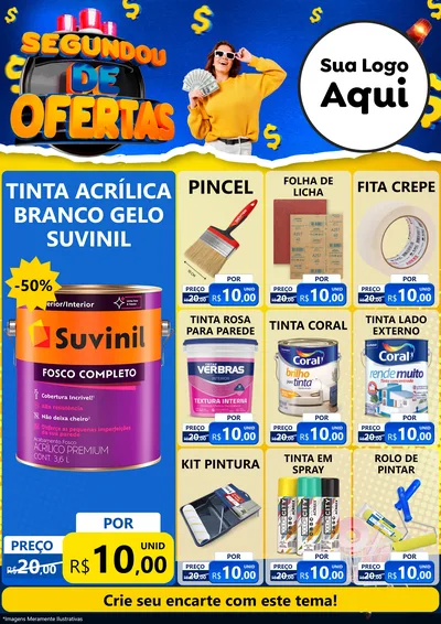 Modelo de Encarte para Encarte A4 Vertical com o tema Segundou de Ofertas para Tintas e Ferramentas
