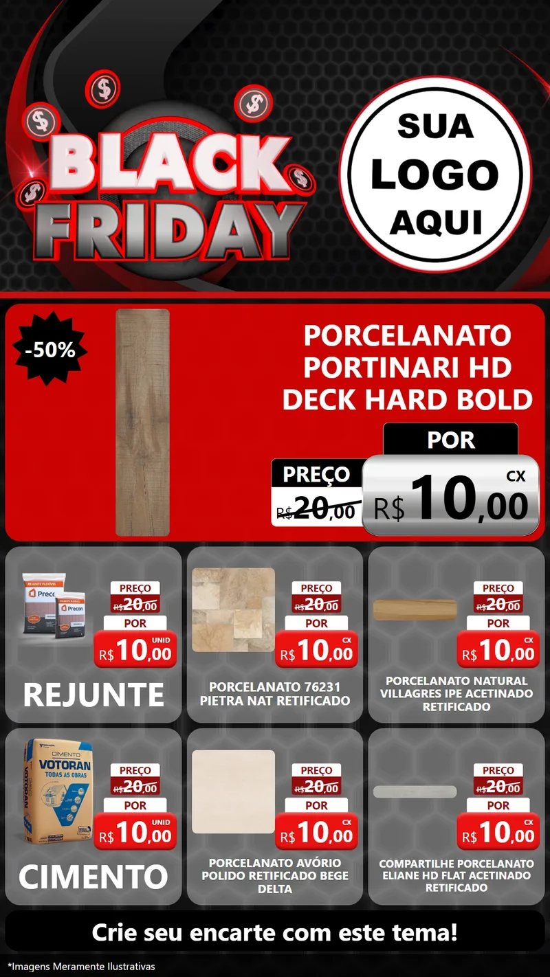 Modelo de Rede Social para Stories com o tema Black Friday para Pisos e revestimentos