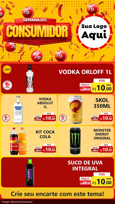 Modelo de TV para TV Vertical com o tema Semana do Consumidor para Distribuidora de bebidas