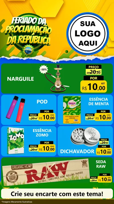 Modelo de TV para TV Vertical com o tema Feriado da Proclamação da República para Tabacaria