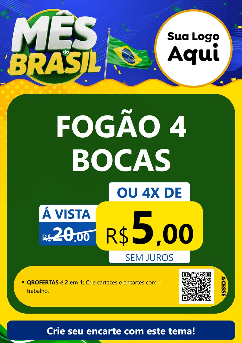 Modelo de Cartaz para Cartaz A4 Vertical com o tema Mês do Brasil para Móveis e Eletro