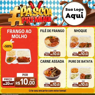Modelo de Rede Social para Feed Facebook com o tema Páscoa Premiada para Restaurante