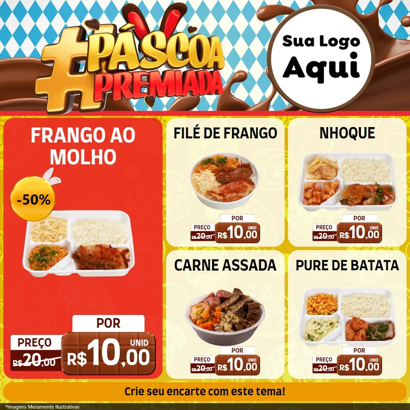 Modelo de Rede Social para Feed Facebook com o tema Páscoa Premiada para Restaurante