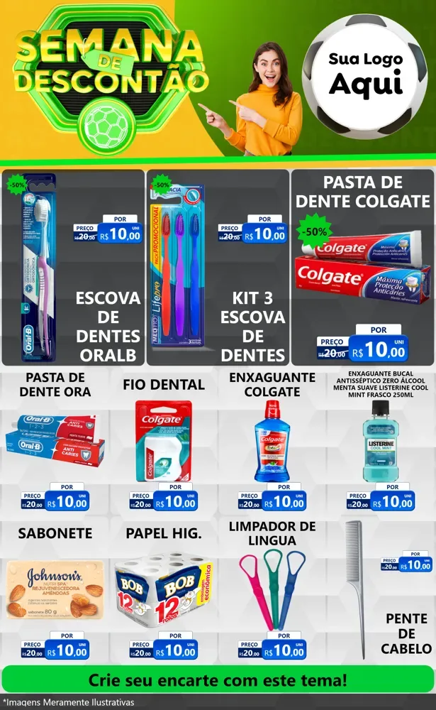 Modelo de Encarte para Encarte Grande com o tema Semana de Descontão - Copa para Higiene Pessoal
