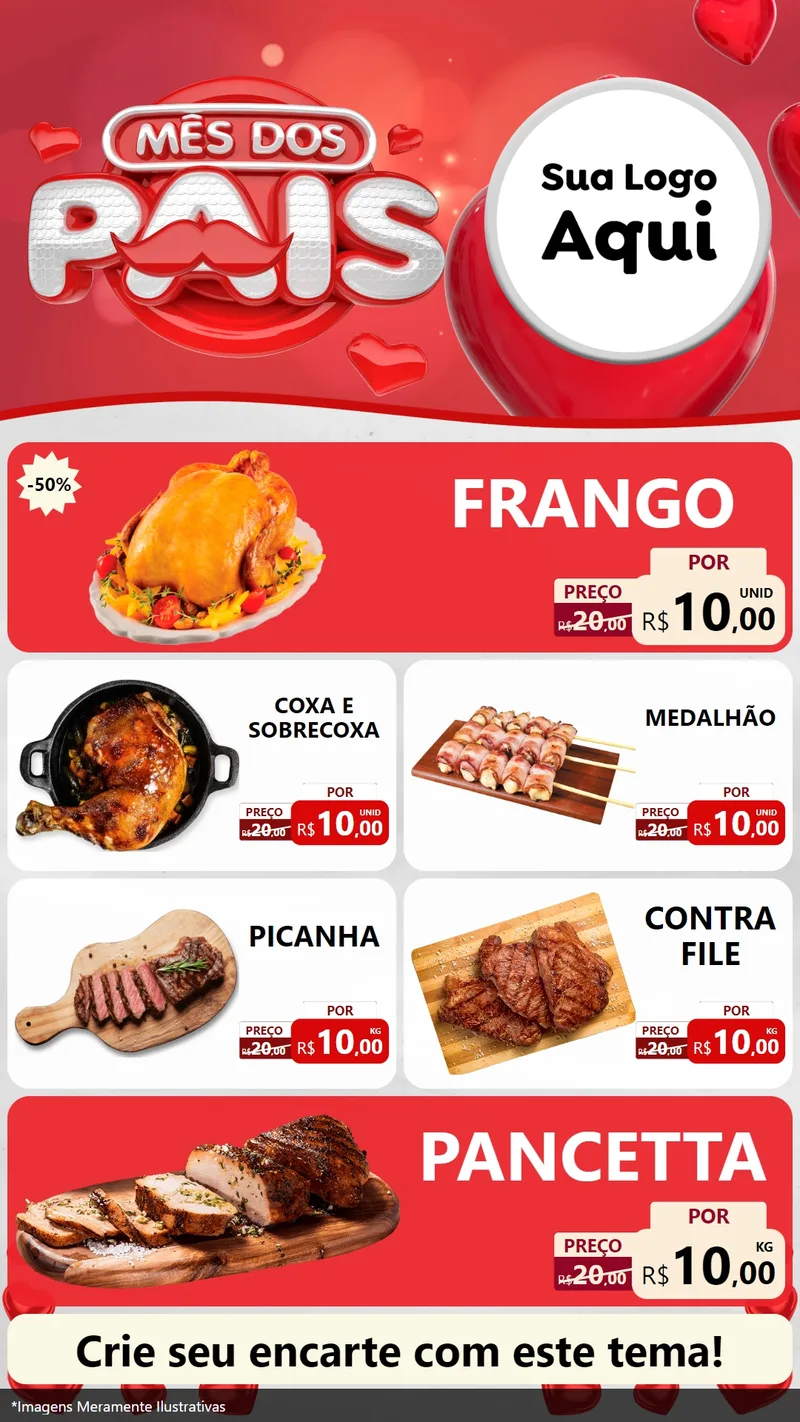 Modelo de TV para TV Vertical com o tema Mês dos Pais para Assados