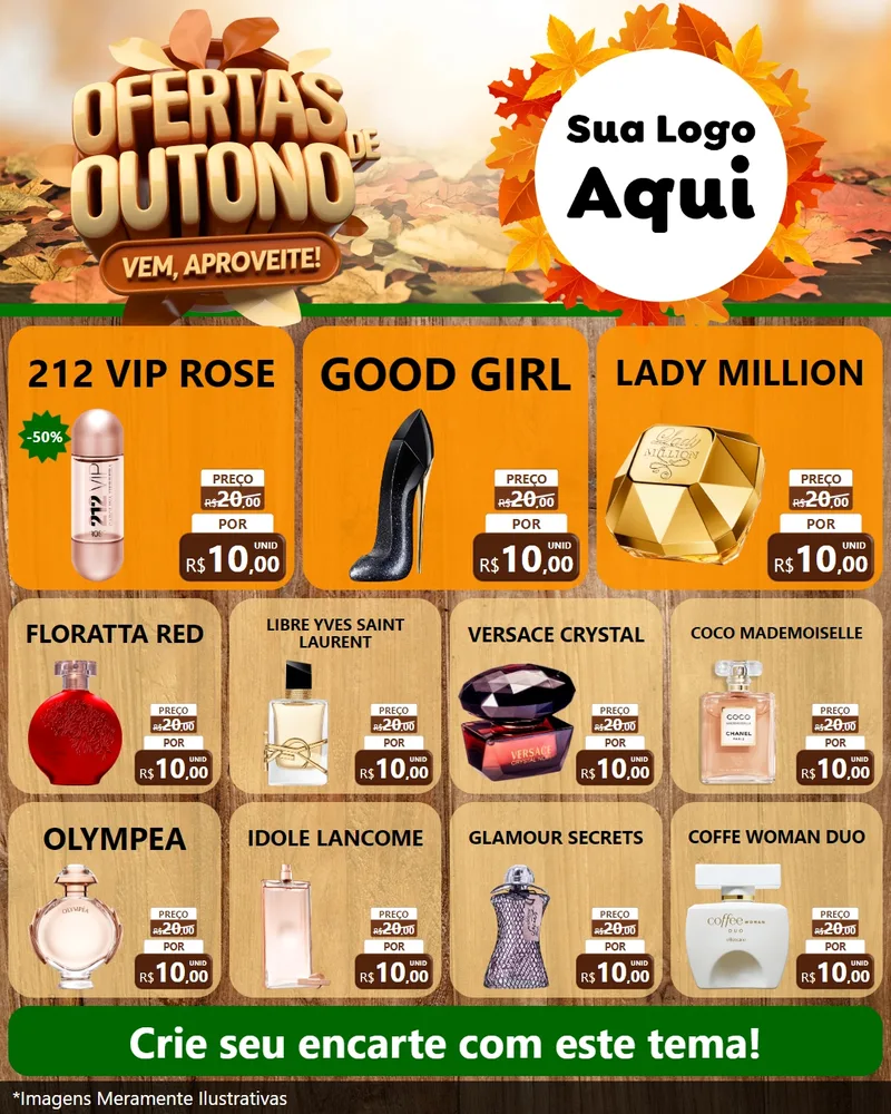 Modelo de Rede Social para Feed Instagram com o tema Ofertas de Outono - Vem, Aproveite! para Perfumes