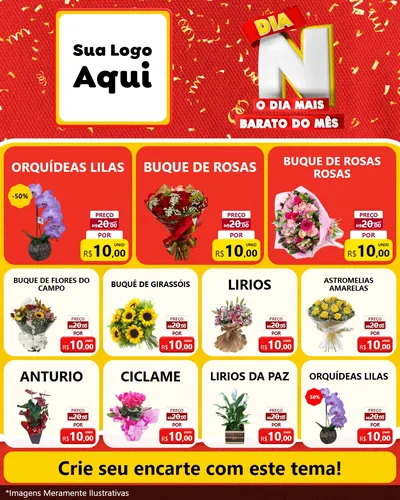 Modelo de Rede Social para Feed Instagram com o tema Dia N o Dia Mais Barato do Mês para Floricultura e jardim