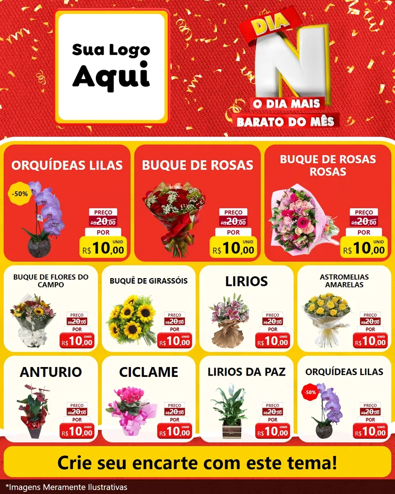 Modelo de Rede Social para Feed Instagram com o tema Dia N o Dia Mais Barato do Mês para Floricultura e jardim