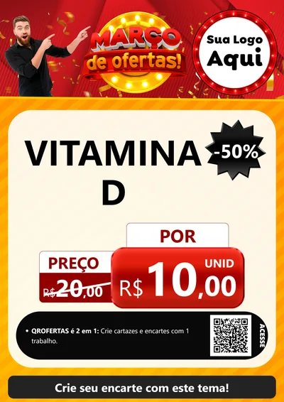 Modelo de Cartaz para Cartaz A4 Vertical com o tema Março de Ofertas! para Farmácia