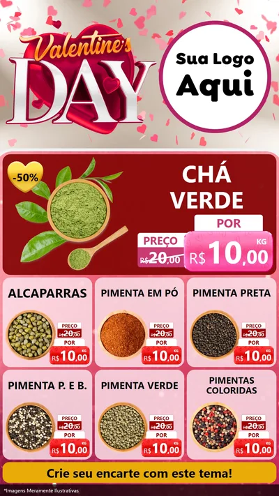 Modelo de Rede Social para Stories com o tema Valentine's Day para Produtos Naturais