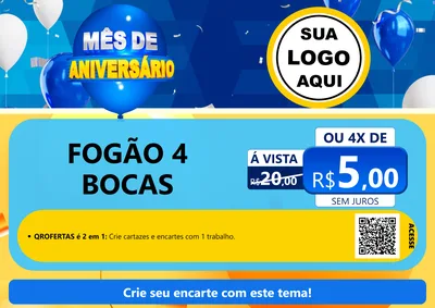 Modelo de Cartaz para Cartaz A4 Horizontal com o tema Mês de Aniversário para Móveis e Eletro