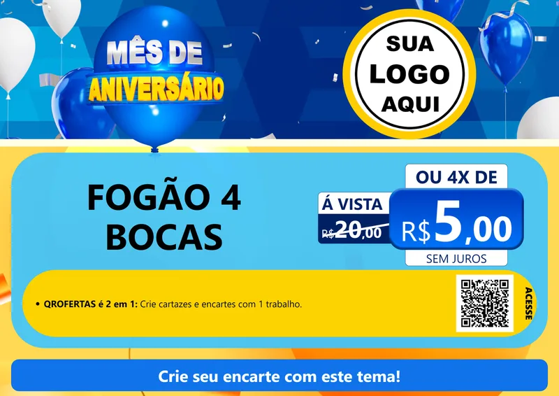 Modelo de Cartaz para Cartaz A4 Horizontal com o tema Mês de Aniversário para Móveis e Eletro