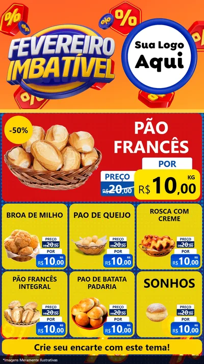 Modelo de Rede Social para Stories com o tema Fevereiro Imbatível para Padaria