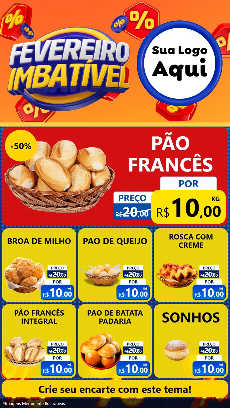 Modelo de Rede Social para Stories com o tema Fevereiro Imbatível para Padaria