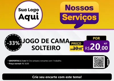 Modelo de Cartaz para Cartaz A4 Horizontal com o tema Nossos Serviços para Cama, Mesa e Banho
