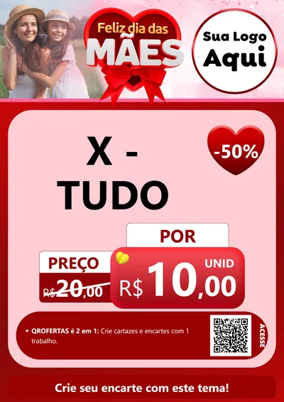 Modelo de Cartaz para Cartaz A4 Vertical com o tema Feliz Dia Das Mães para Hamburgueria