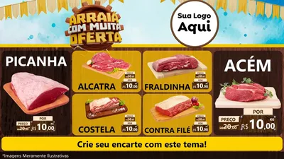 Modelo de TV para TV Horizontal com o tema Ofertas de São João - Junina para Açougue