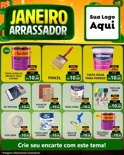 Modelo de Rede Social para Feed Instagram com o tema Janeiro Arrasador para Tintas e Ferramentas