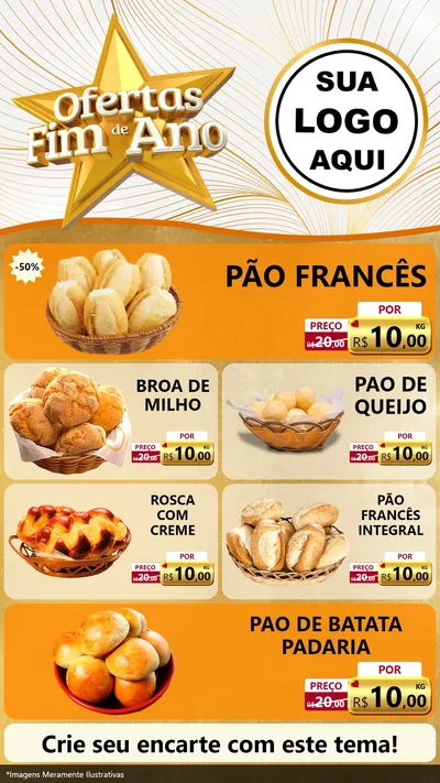 Modelo de TV para TV Vertical com o tema Ofertas Fim de Ano para Padaria