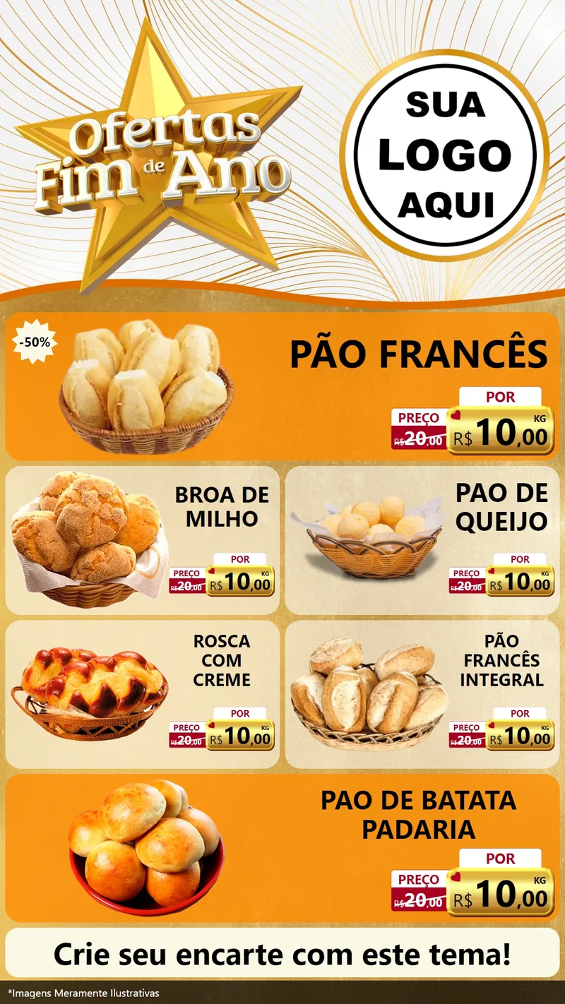 Modelo de TV para TV Vertical com o tema Ofertas Fim de Ano para Padaria