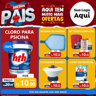 Modelo de Rede Social para Feed Facebook com o tema Dia dos Pais para Produtos para Piscina
