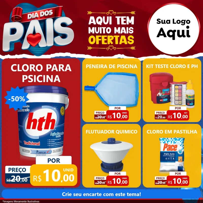 Modelo de Rede Social para Feed Facebook com o tema Dia dos Pais para Produtos para Piscina