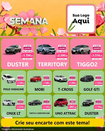 Modelo de Rede Social para Feed Instagram com o tema Semana da Primavera para Concessionaria de Carros