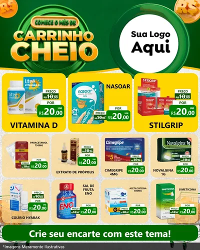 Modelo de Rede Social para Feed Instagram com o tema Carrinho Cheio para Farmácia