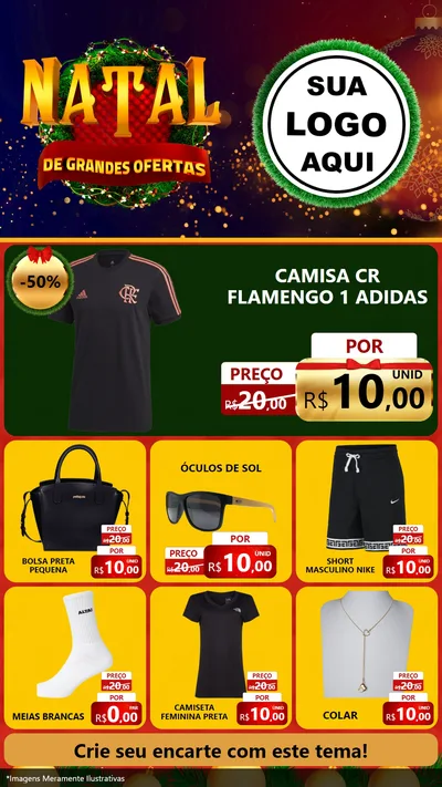 Modelo de Rede Social para Stories com o tema Natal de Grandes Ofertas para Roupas e acessórios