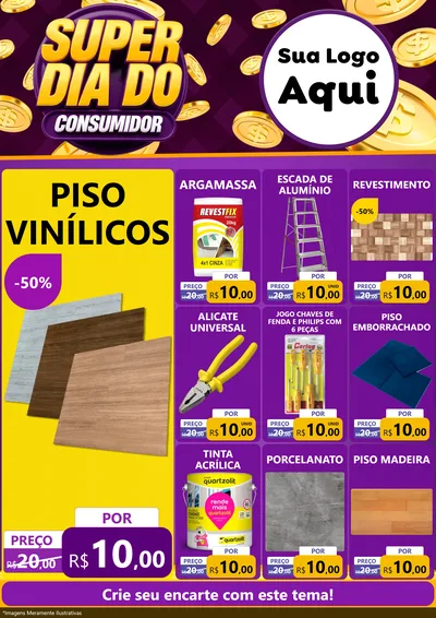 Modelo de Encarte para Encarte A4 Vertical com o tema Super Dia do Consumidor para Material para Construção