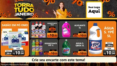 Modelo de TV para TV Horizontal com o tema Torra Tudo Janeiro para Produtos de Limpeza