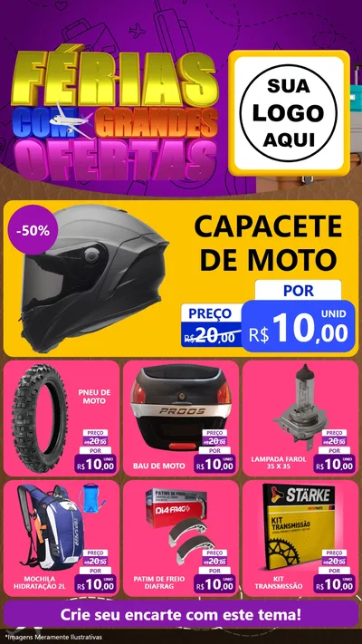 Modelo de Rede Social para Stories com o tema Férias com Grandes Ofertas para Moto peças