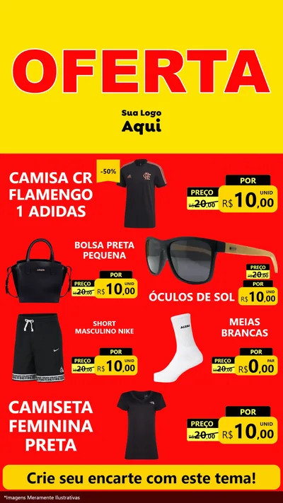 Modelo de TV para TV Vertical com o tema OFERTA - Vermelho Cartaz para Roupas e acessórios