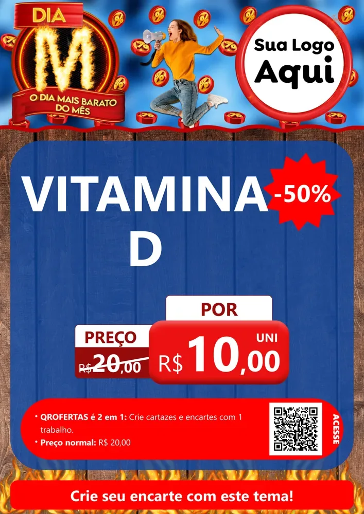 Modelo de Cartaz para Cartaz A4 Vertical com o tema Dia M - O Dia Mais Barato Do Mês para Farmácia