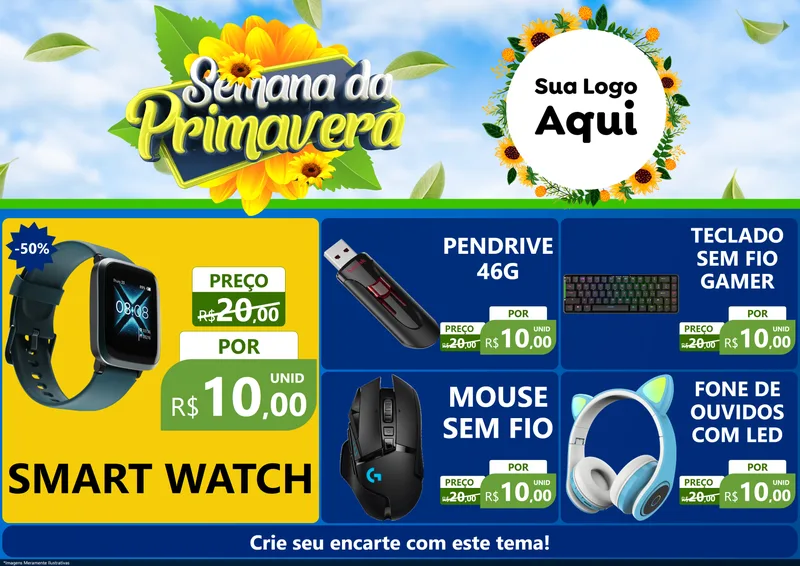 Modelo de Encarte para Encarte A4 Horizontal com o tema Semana da Primavera para Informática
