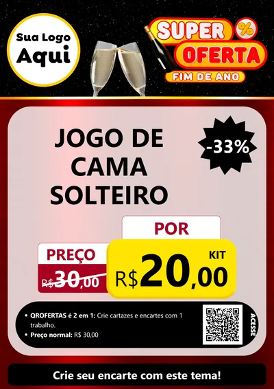 Modelo de Cartaz para Cartaz A4 Vertical com o tema Super Oferta Fim de Ano para Cama, Mesa e Banho