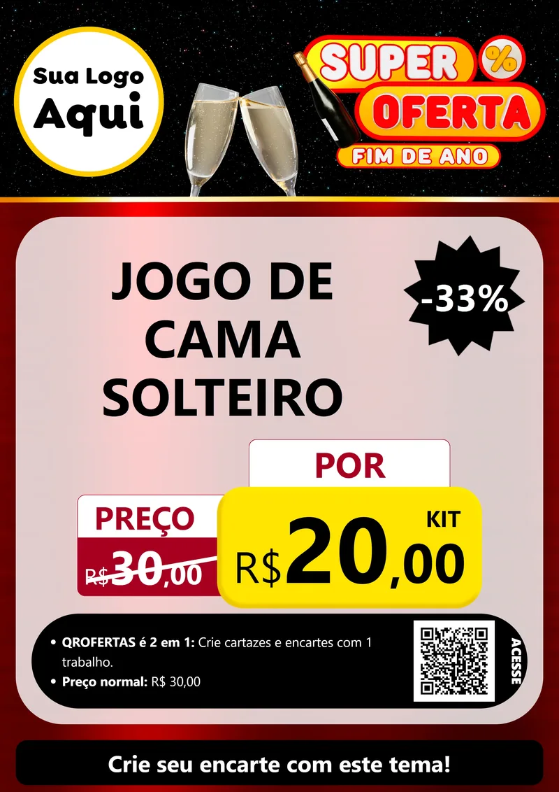 Modelo de Cartaz para Cartaz A4 Vertical com o tema Super Oferta Fim de Ano para Cama, Mesa e Banho