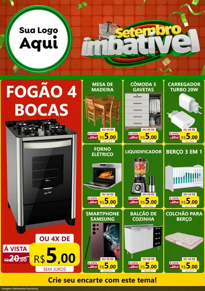 Modelo de Encarte para Encarte A4 Vertical com o tema Setembro Imbatível para Móveis e Eletro