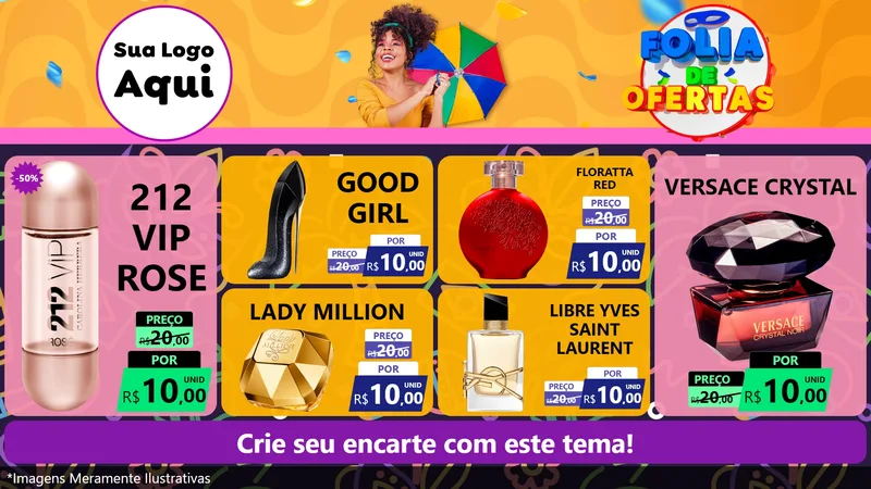 Modelo de TV para TV Horizontal com o tema Folia de Ofertas para Perfumes