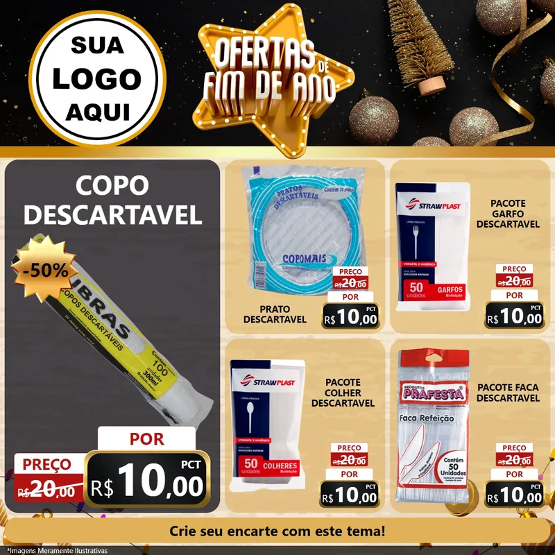Modelo de Rede Social para Feed Facebook com o tema Ofertas de Fim de Ano para Embalagens