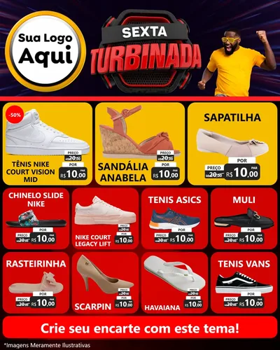 Modelo de Rede Social para Feed Instagram com o tema Sexta Turbinada para Calçados