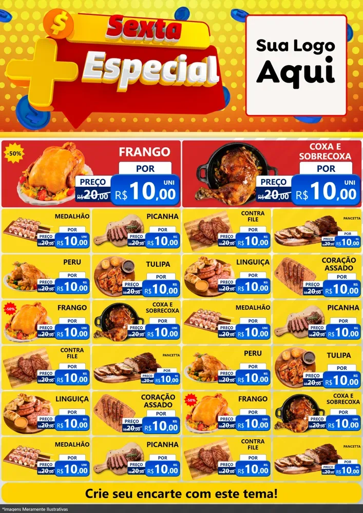 Modelo de Encarte para Encarte A4 Vertical com o tema Sexta Mais Especial para Assados