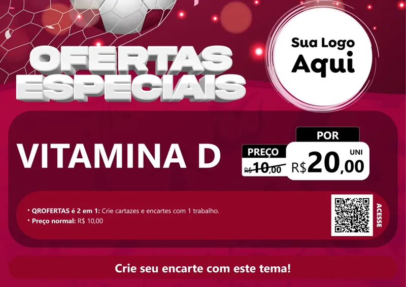 Modelo de Cartaz para Cartaz A4 Horizontal com o tema Ofertas Especiais - Futebol para Farmácia