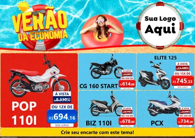 Modelo de Encarte para Encarte A4 Horizontal com o tema Verão da Economia para Concessionaria de Motos