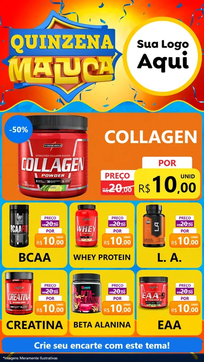 Modelo de Rede Social para Stories com o tema Quinzena Maluca para Suplementos alimentares