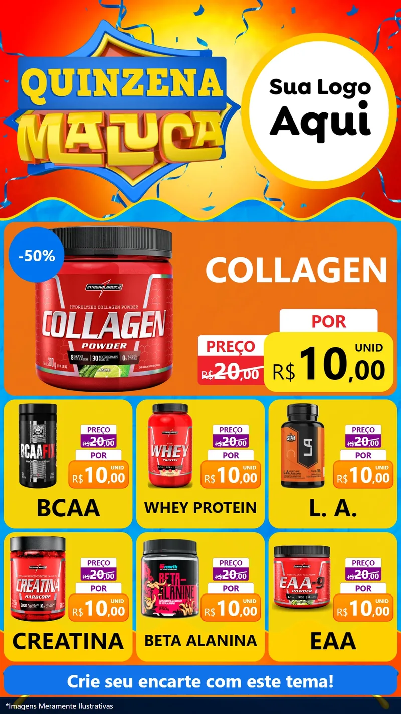 Modelo de Rede Social para Stories com o tema Quinzena Maluca para Suplementos alimentares